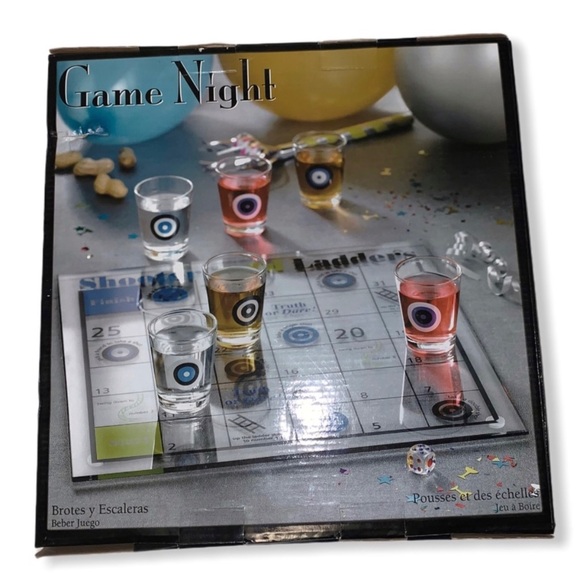 New Game Night 8 Piece Shoots and Ladders Glass Board Drinking Game Adults Party - Picture 4 of 6